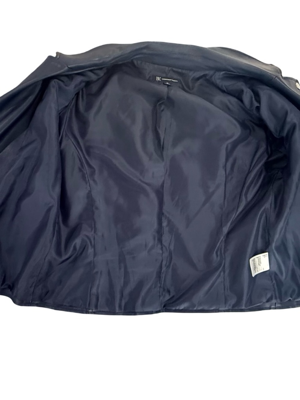 INC International Concepts Faux Leather Moto Jacket Size Medium Dark Navy Blue - Picture 10 of 13